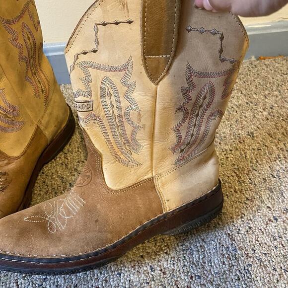 Reido Gado Beige Brown Leather Square Toe Cowboy Boots Western Sz 40/7US Unisex - Picture 5 of 10